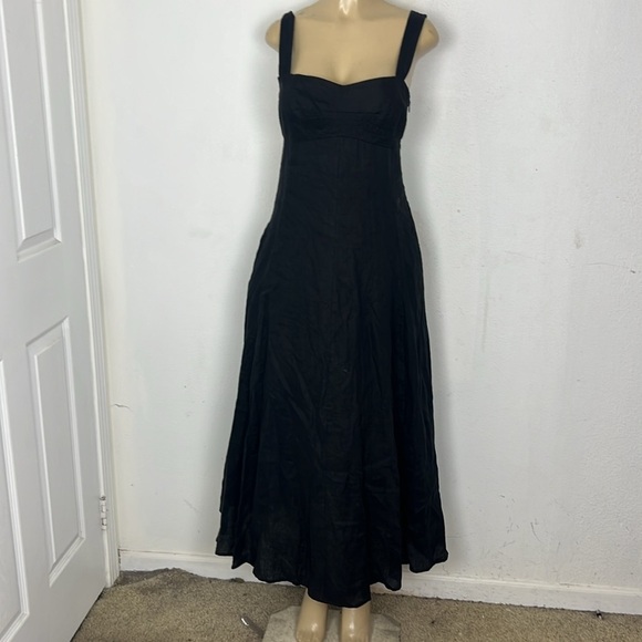 JETS AUSTRALIA black linen midi dress size 6 - Picture 2 of 9